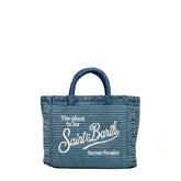 Borsa a mano SAINT BARTH VANITY MINI STRAW -  Denim Emb 01334H